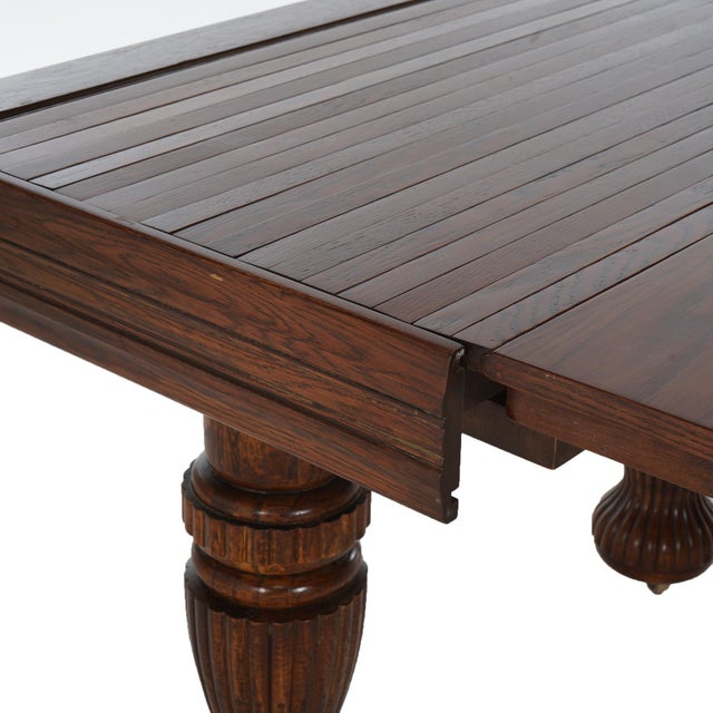 Early 20th Century Antique Square Carved Oak Folding Extension Dining Table C1900 For Sale - Image 12 of 12