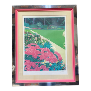 Pink Floral Print in Chrome Frame