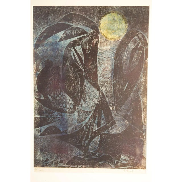 Frantisek Emler, Lovers in Moonlight, Oil on Paper, 1965, Framed For Sale - Image 4 of 13