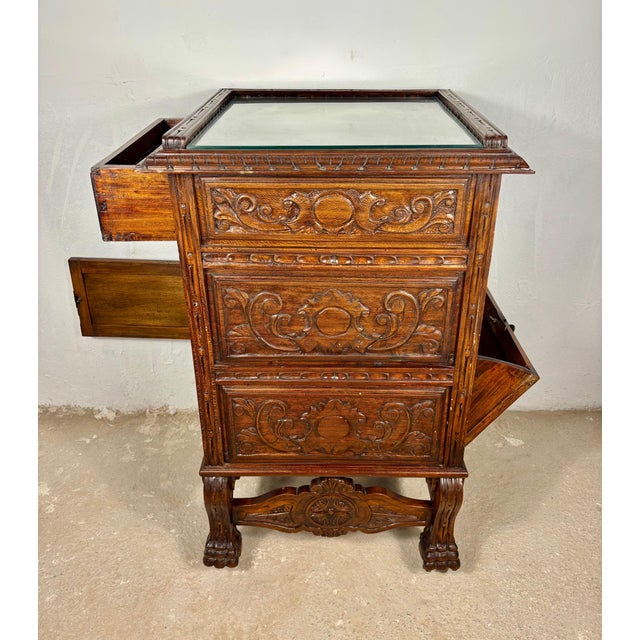 Victorian Oak Carved Serving Cabinet, 1930s For Sale - Image 10 of 13