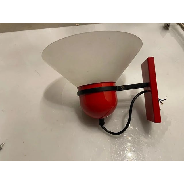 Metal Industrial Red Sconces, 1970s, Set of 2 For Sale - Image 7 of 12