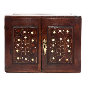 18th Century Inlaid Bone and Mop Walnut Table Cabinet