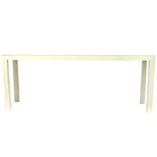 1970s Mid-Century Modern Parsons Style Cream Laminate Console Table Minimalist 72" For Sale