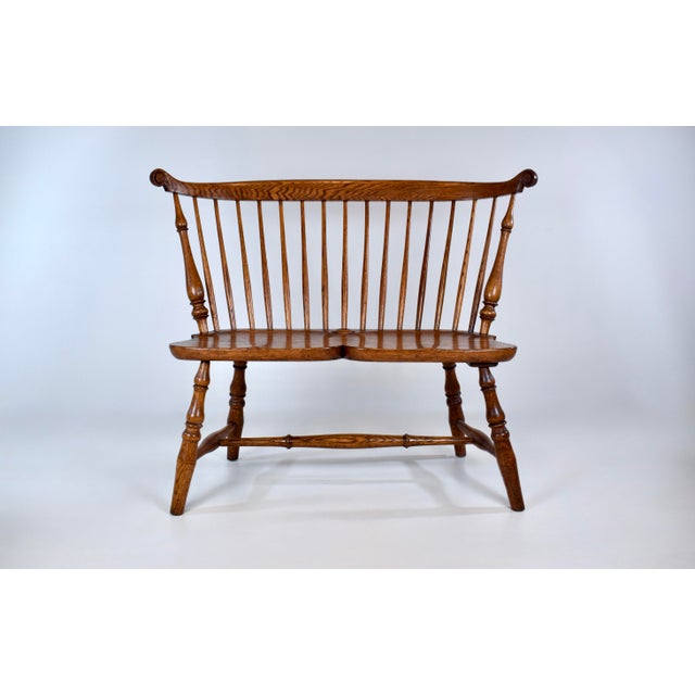 20th Century American Comb Back Windsor Settee Bench For Sale - Image 16 of 16