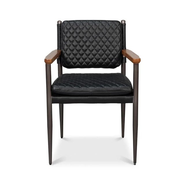 Mid-Century Modern Mid-Century Modern Black Leather Armchair For Sale - Image 3 of 12