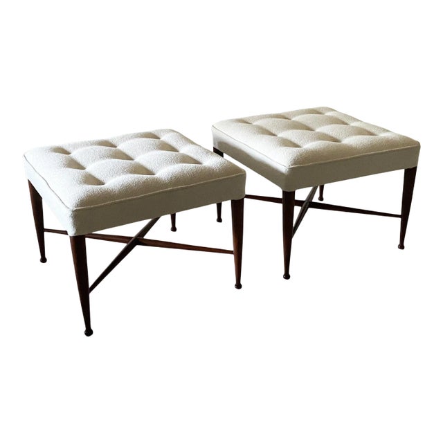 1950s Vintage Edward Wormley "Thebes" Stools for Dunbar - a Pair For Sale