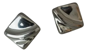 Vintage Square Silver Earrings with Relief, Italy, 1970s, Set of 2