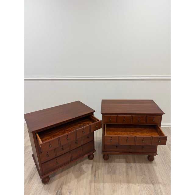 Wood 1990s Lexington Bob Timberlake Cherry Apothecary Style Chest Nighstands, A Pair For Sale - Image 7 of 12