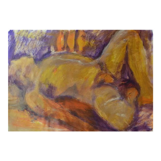 Angela Lyle "Sleeping Man" Mixed Media Painting on Paper For Sale