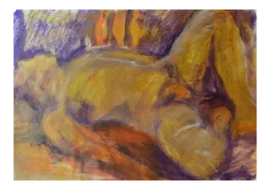 Angela Lyle "Sleeping Man" Mixed Media Painting on Paper