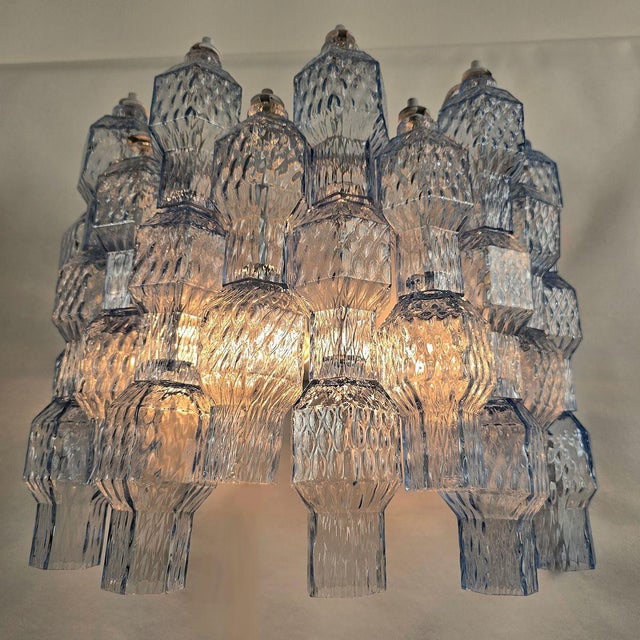 Venini 1990s Blue Murano Glass, Mid Century Modern Sconces - A Pair For Sale - Image 4 of 12