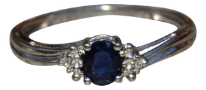 The San Gabriel: Vintage Sapphire and Diamond Ring in White Gold