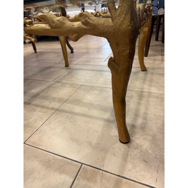 Hollywood Regency Gold Leaf Faux Bois Cocktail Table For Sale - Image 11 of 14