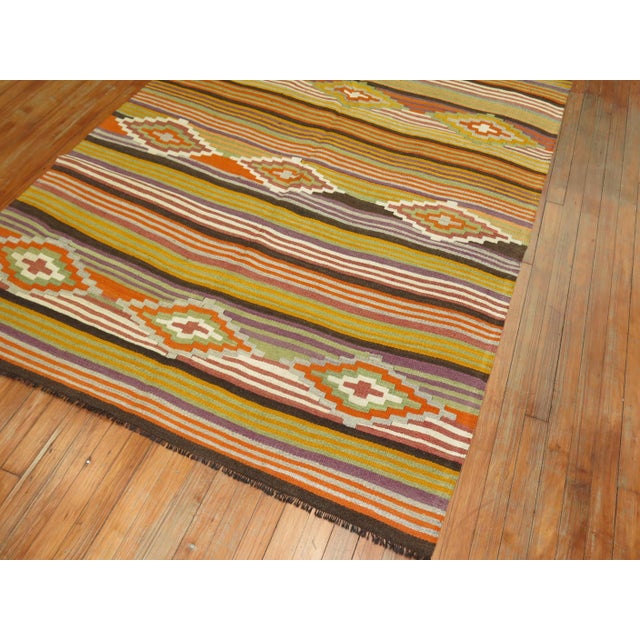Early 21st Century Vintage Turkish Striped Kilim - 6'3" x 9'3" For Sale - Image 5 of 6
