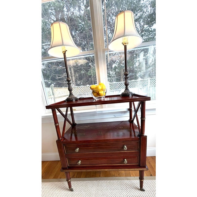 Chinoiserie Style Painted Server With Removable Tray by Century For Sale - Image 18 of 18