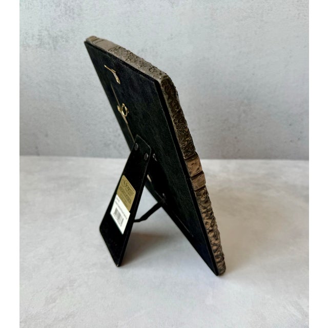 Textured Mixed Metal 4” X 6” Photo Frame Brutalist Style Autumn Leaves For Sale - Image 4 of 12