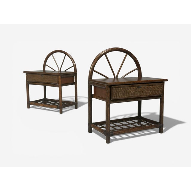 Mid-Century Modern American Modern, Nightstands, Wood, Cane, Usa, 1980s For Sale - Image 3 of 15