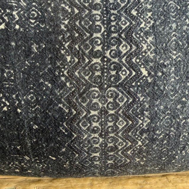 Not Yet Made - Made To Order Vintage Navy African Cloth Textile Lumbar Pillow With Down Insert For Sale - Image 5 of 7