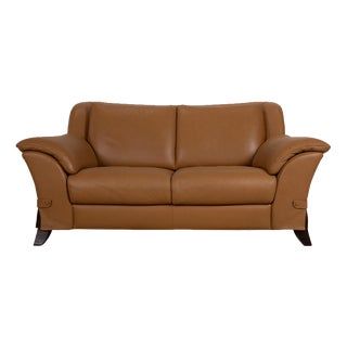 Cognac Leather 2-Seater Sofa from Natuzzi For Sale