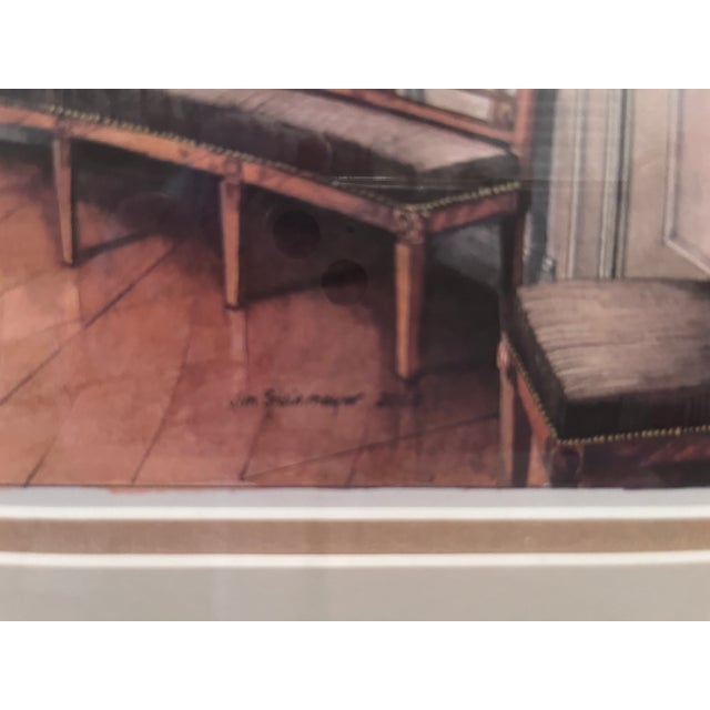 James Steinmeyer Interior Watercolor Print-Custom Framed For Sale - Image 4 of 7