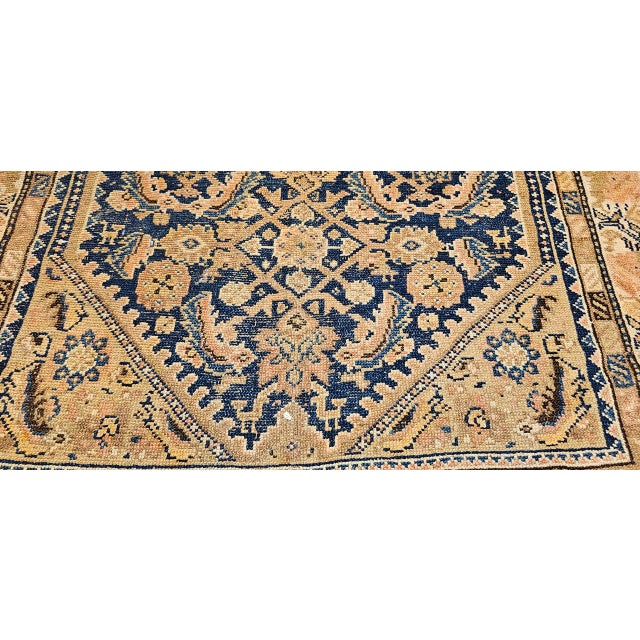 Antique Persian Malayer Area Rug, Hand-Knotted Wool, Geometric Pattern, 4x7, Navy & Ivory For Sale - Image 14 of 16