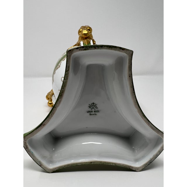 Antique Royal Bavaria “Louis Seize” Hand-Painted Portrait Urn With Ram Head Handles, Circa 1900 For Sale - Image 11 of 12
