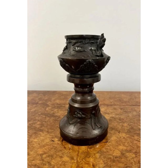 Antique Victorian Bronze Japanese Vases, 1860, Set of 2 For Sale - Image 4 of 6