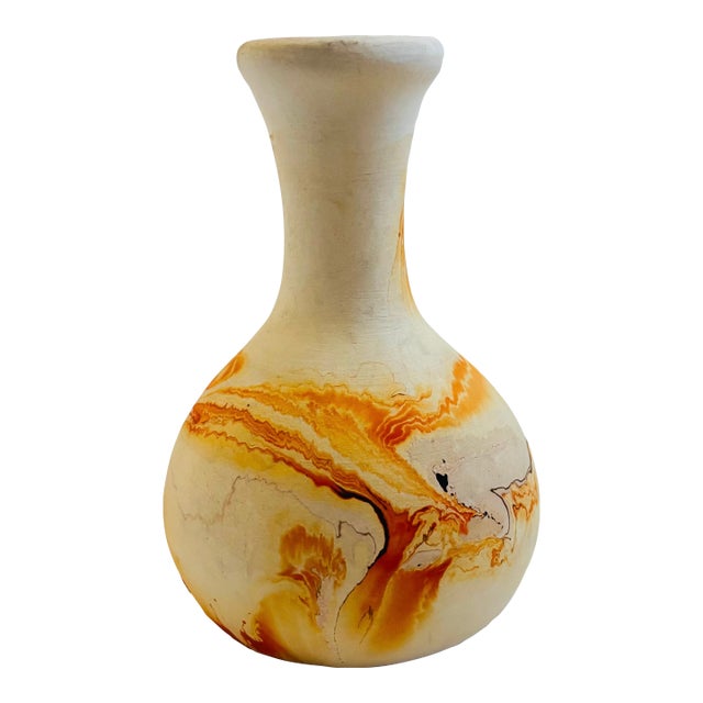 Nemadji Pottery Vase - Orange Swirls For Sale
