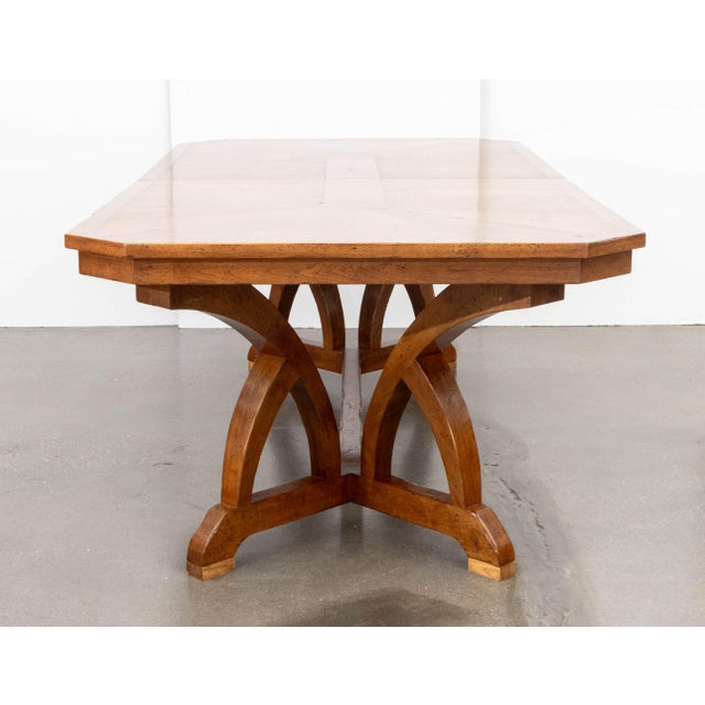 Modern Walnut Octagonal Extending Dining Table For Sale - Image 11 of 17