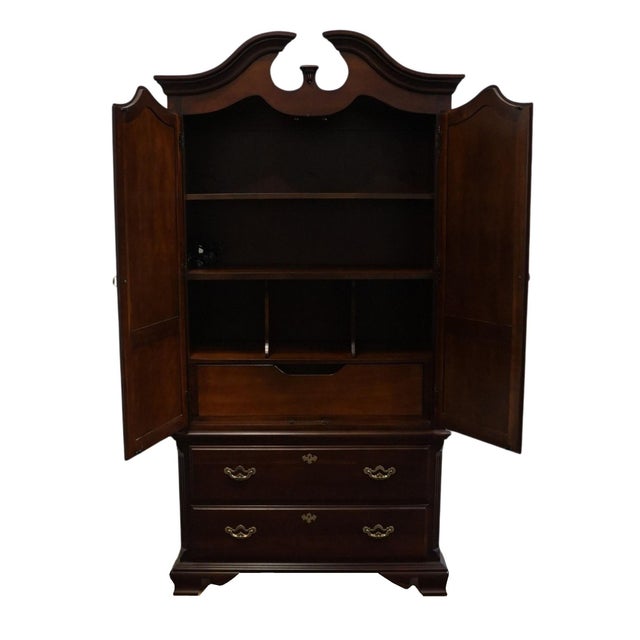 Late 20th Century Late 20th Century Thomasville Furniture Collector's Cherry Traditional Style 43" Pediment Clothing Armoire For Sale - Image 5 of 15