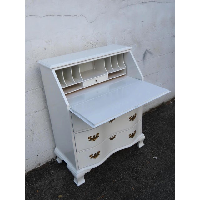 Painted White Serpentine Secretary Desk 6331 For Sale - Image 11 of 16
