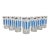Vintage Mid Century Modern Highball Cocktail Glasses Blue Gold Frosted White - Set of 7 For Sale