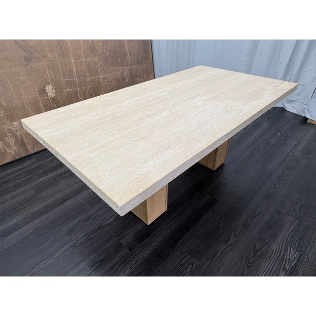 Rh Lumi Rectangular Dining Table 72" | Light Oak | Turkish Travertine For Sale - Image 17 of 18