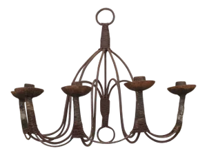Vintage 1940s Hand Forged Iron 5 Candle Wall Sconce
