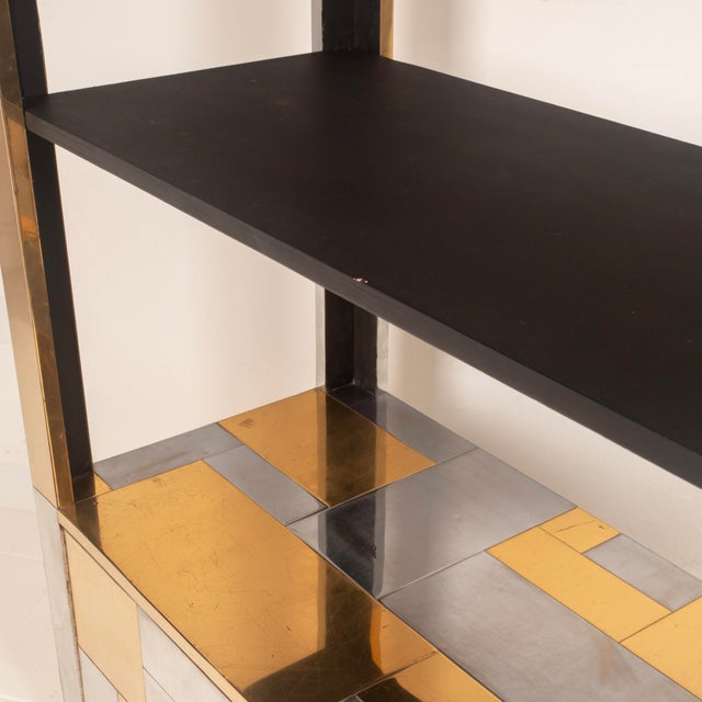 Metal Cityscape Brass and Stainless Steel Bookcase by Paul Evans, 1971 For Sale - Image 7 of 18