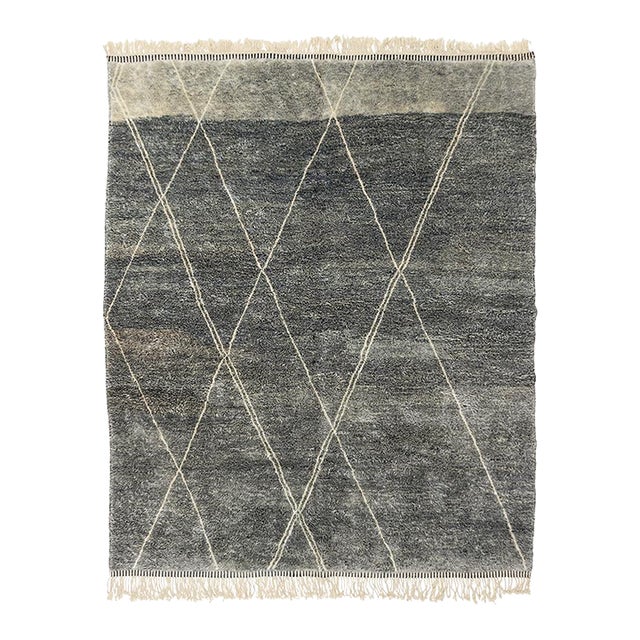 Ombré Diamond Trellis Hand-Knotted Wool Rug | 10'6" X 8'8" | One of a Kind For Sale