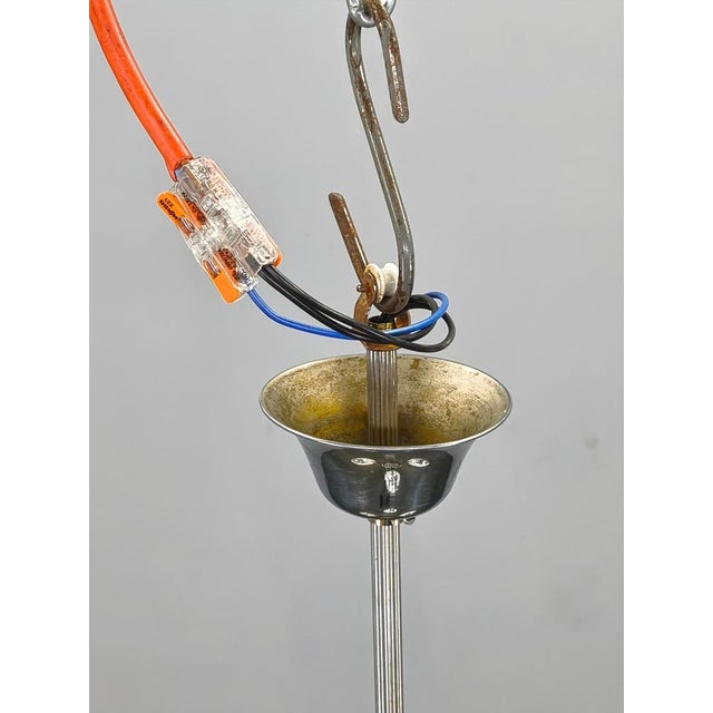 Czech Art Deco Chandelier with Four Opaline Glass Shades, 1930s For Sale - Image 10 of 15