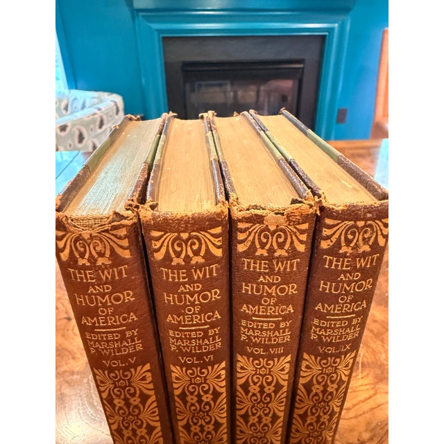 Chinoiserie Decor Antique "The Wit and Humor of America" Book Lot – Volumes IV, V, VI & IX – Decorative Library Editions...