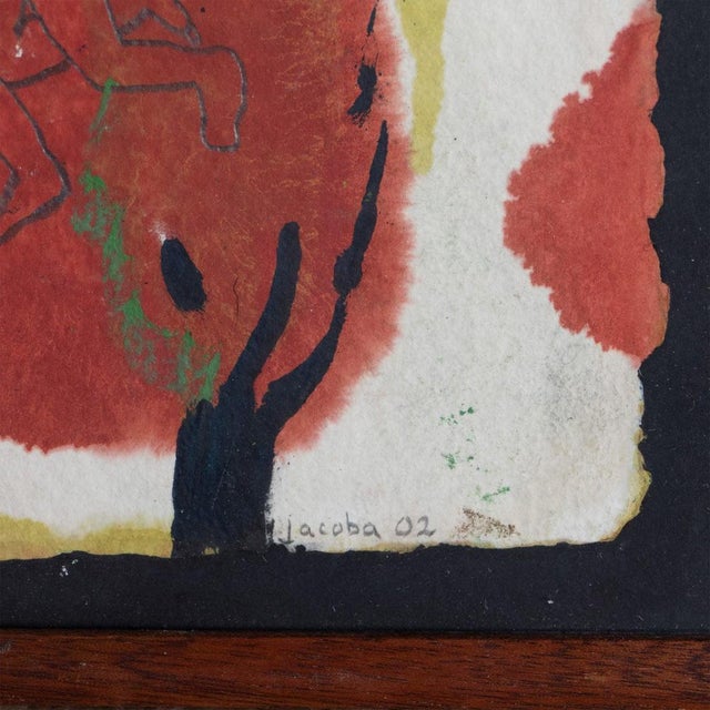 After Jacoba Martinez Millan, Figures in Red Forest, Mixed Media For Sale - Image 4 of 5