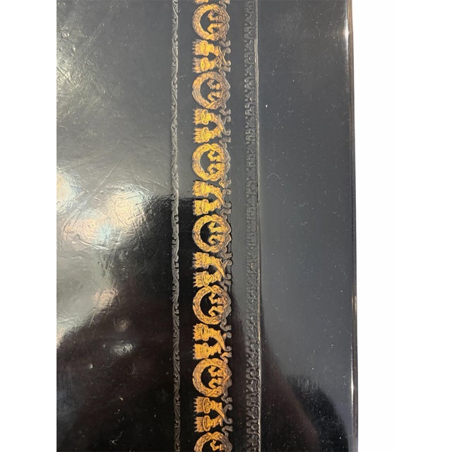 Federal-Style Black Lacquered Writing Desk & Chair For Sale In Phoenix - Image 6 of 7