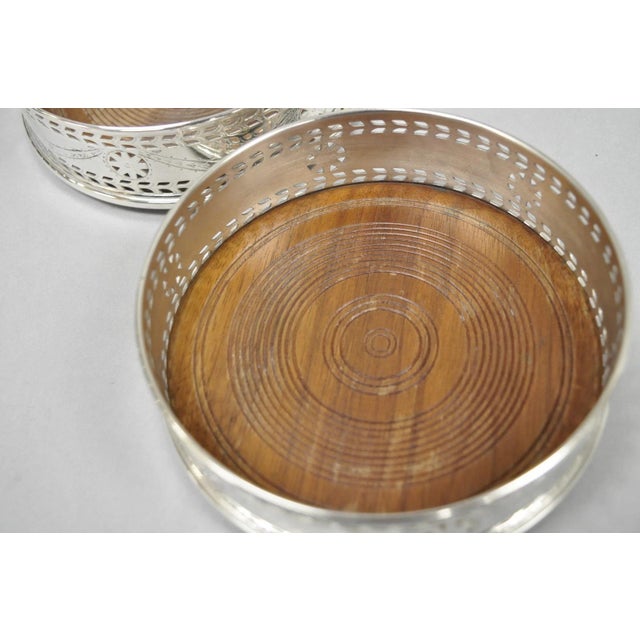 Silver Vintage Stieff Smithsonian Silver Plated Presidential Wine Bottle Coaster - a Pair For Sale - Image 8 of 11