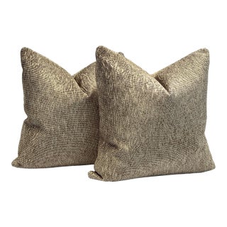Pair 20” Soft Textured Woven Feather/Down Pillows For Sale