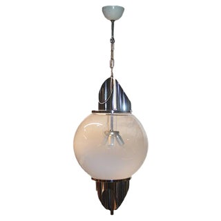 Chromed Metal and Murano Glass Ceiling Lamp from Selenova, 1970s For Sale