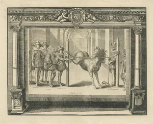Antique French King Louis XIII with Other Figures and a Horse, 1625