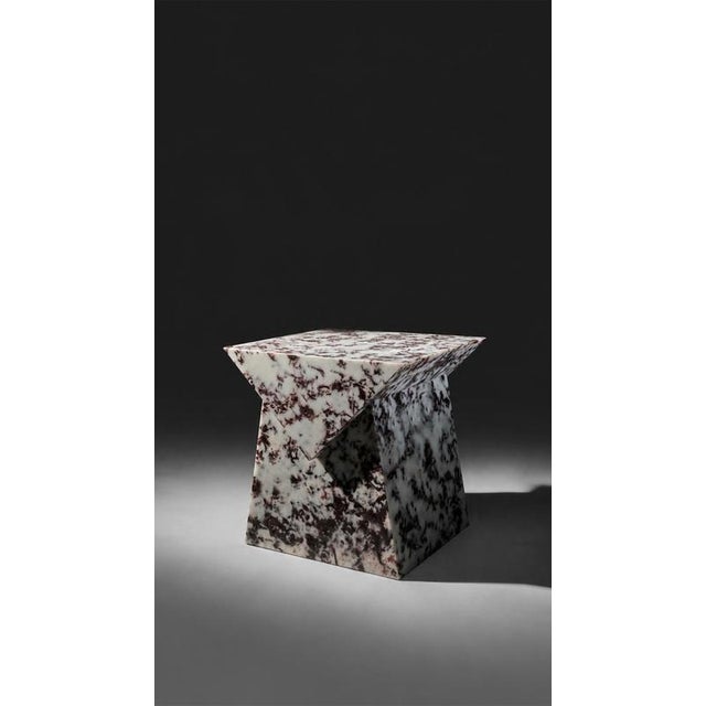 Contemporary Marlene Stool in Epoxy Resin and Leather Fragments by Wedo For Sale - Image 3 of 7