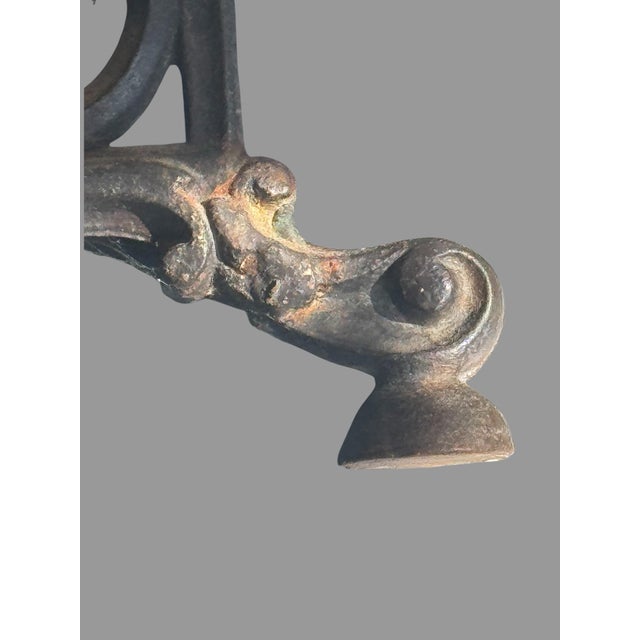 Red Antique Cast Iron Upholstered Bench Red Velvet Seat Victorian Gothic Hall Bench For Sale - Image 8 of 10
