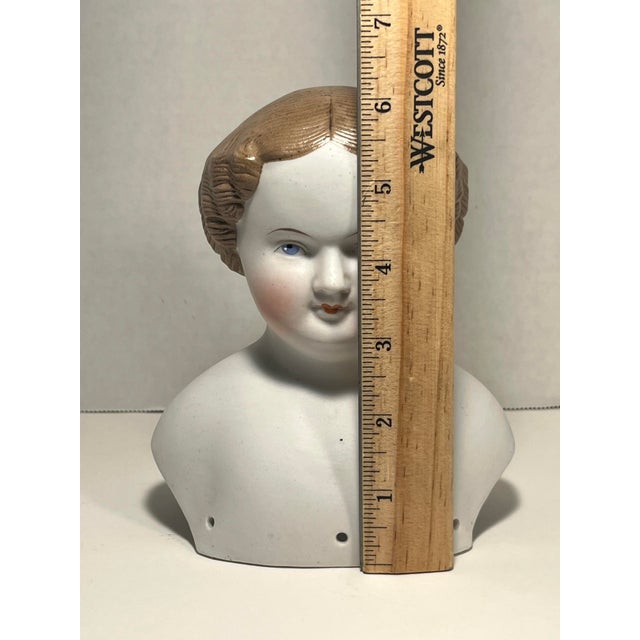 Ceramic Antique Bisque Porcelain Shoulder Head Molded Hair Doll Numbered For Sale - Image 7 of 9