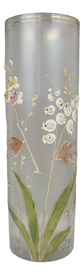 Art Nouveau Enamelled Glass Roller Vase, 1890s