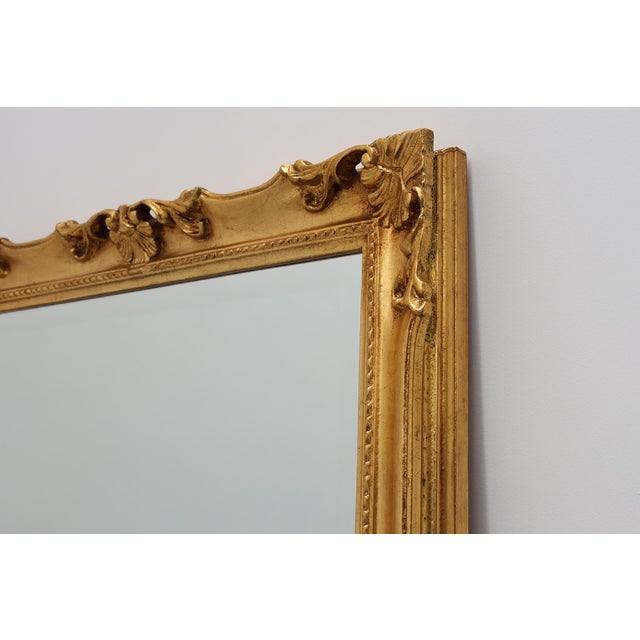 Vintage French Square Carved Wooden Gilded Mirror in Baroque Style, 1950s For Sale - Image 6 of 13