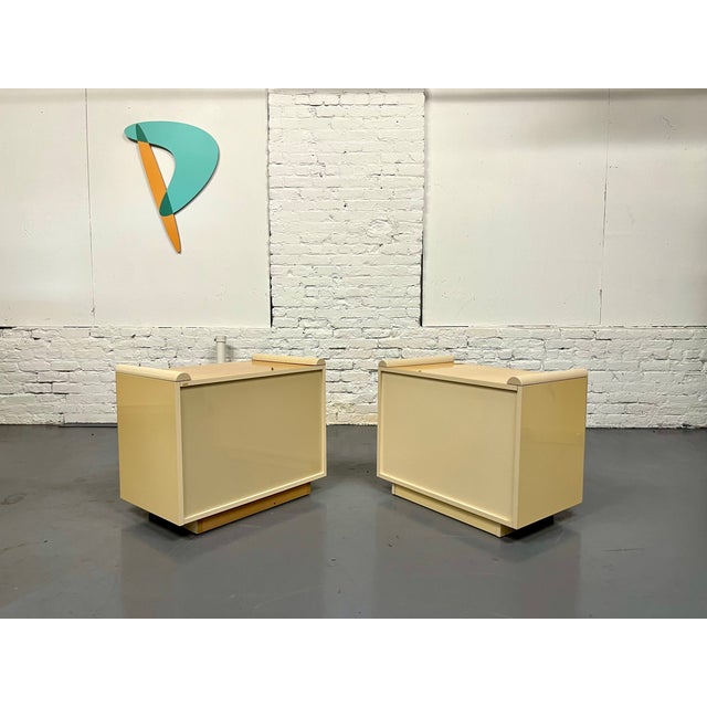 2000 - 2009 Leather Trimmed Lacquer and Satinwood Nightstand by Giorgio Collection For Sale - Image 5 of 7